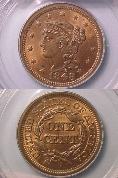 1848 N-16 PCGS MS64RB Ex: Naftzger